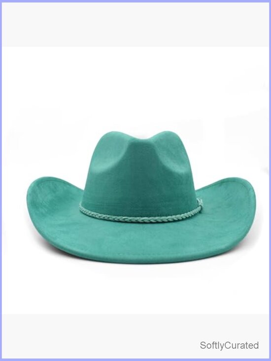 Wide Brim Suede Cowboy Hat with Buckle Belt Western Fedora main image 6